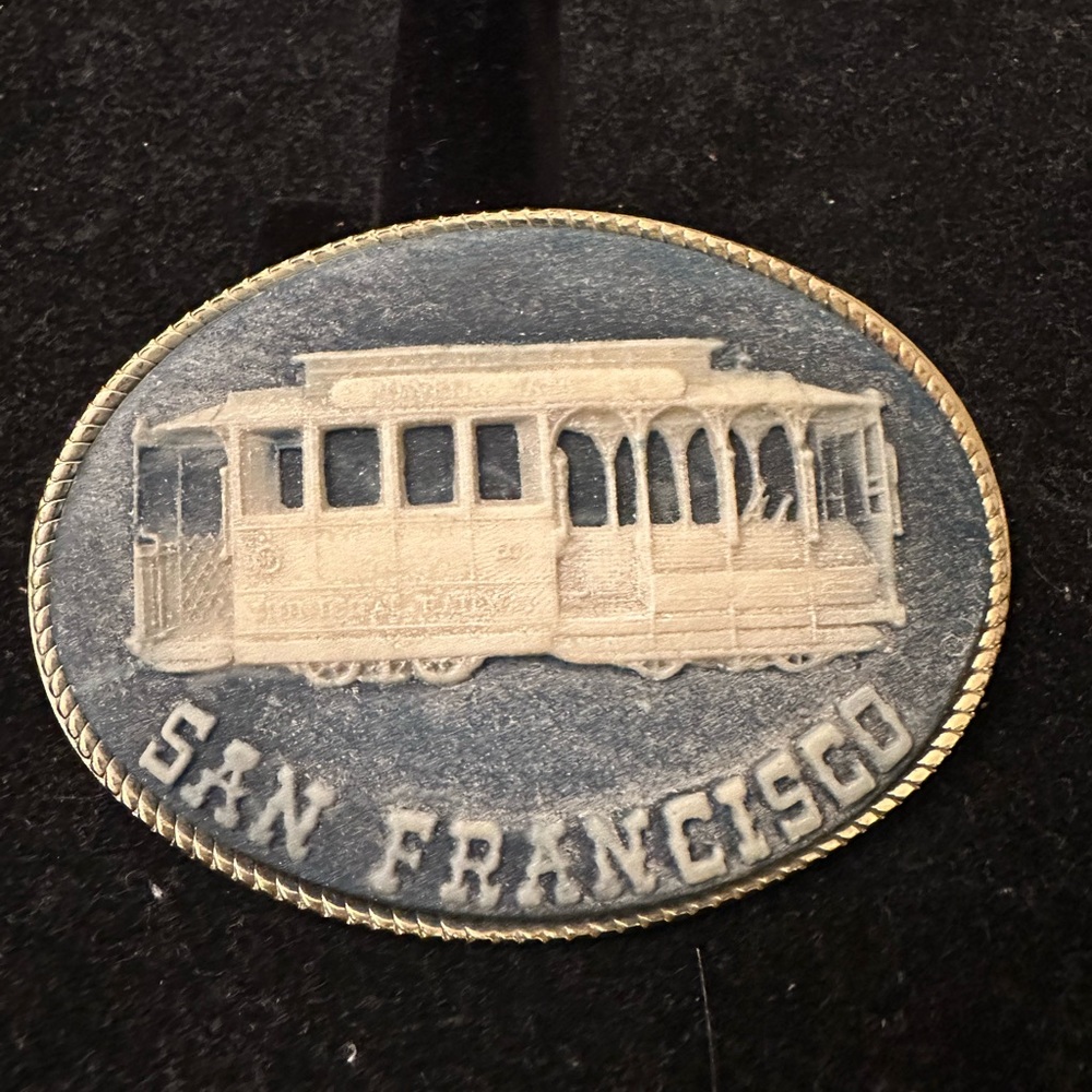 Vintage Genuine Incolay San Francisco Trolley belt buckle